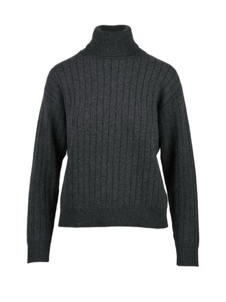 Eleventy Grey Wool-Blend Cropped Turtleneck Sweater
