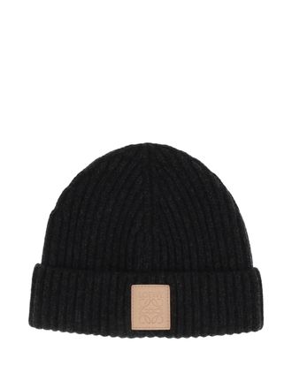 Loewe ribbed logo beanie hat - Nero
