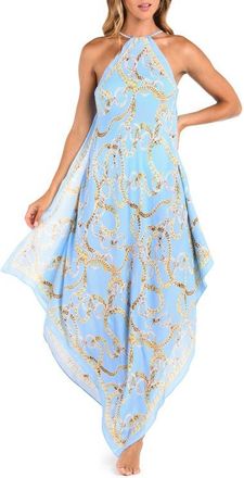 L'agence Elise Chain Print Halter Cover-Up Dress in Sky at Nordstrom, Size Medium