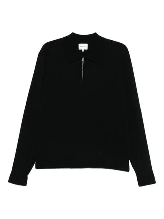 Norse Projects zip-neck polo shirt - men - Merino/Polyester - S - Black