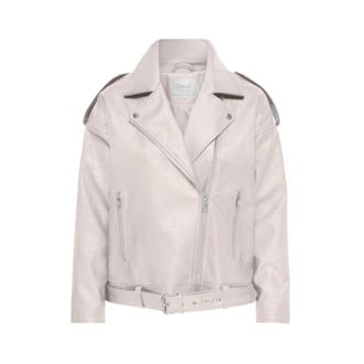 Only Moonbeam Bikerjack met ritssluiting zakken - Dames - Zomerjassen - Grijs - L - Leer - Jassen
