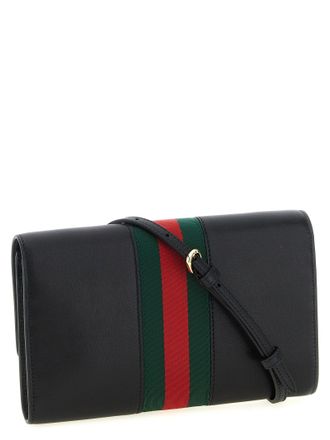Gucci Web-Striped Leather Wallet - Black