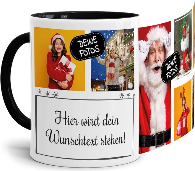 Personalisiert: Foto-Tasse Selbst Gestalten Mit Text & 8 Fotos – Einzigartiges Geschenk