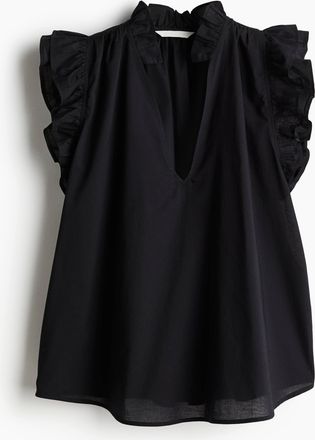 H&M Bluse mit Volants - Schwarz