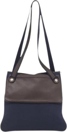 Herm&egrave;s Pre-owned Leren Schoudertas - Dames - Vintage Schoudertas - Blauw - ONE Size - Leer - Vintage