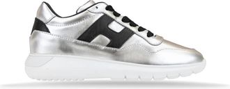 Hogan Leren Vetersneakers voor Dames - Dames - Sneakers - Grijs - 34 EU - Su&egrave;de - Schoenen