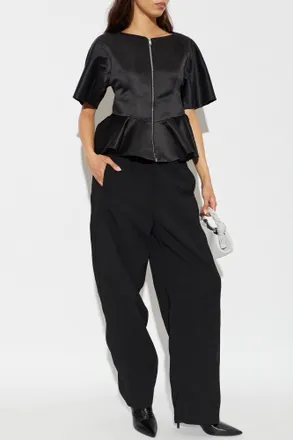 Ganni Peplum Top, Womens, Black