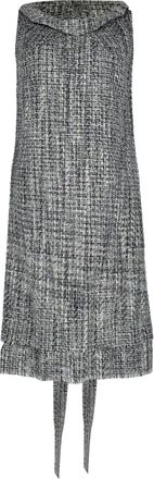 Roland Mouret Tie-Waist Tweed Mini Dress in Grey Cotton