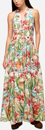 Farm Rio Womens Aperitivo pattern halter maxi dress