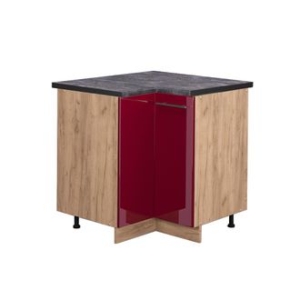 Vicco Armario De Esquina Fame-line, Rojo Burdeos Alto Brillo, 80.5 Cm, Et Antracita