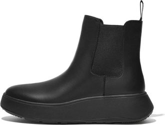FitFlop F-mode Leather Flatform Chelsea Boots All Black