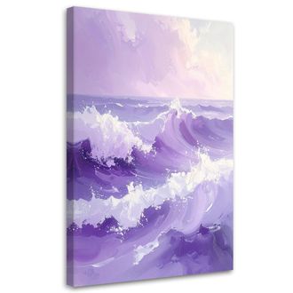 Feeby Impresi&oacute;n De Imagen, Mar Y Olas Paisaje Moderno En Tonos Pastel Morados, 80x120