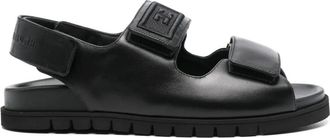 Elisabetta Franchi Sandali in pelle con suola piatta - Nero