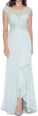 Decode 1.8 Chiffon Fitted Gown With Illusion Neckline In Sage