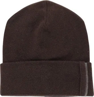 Brunello Cucinelli Gorro de Cachemira con Detalle Monili - Accessories - Mujer - Marr&oacute;n - M