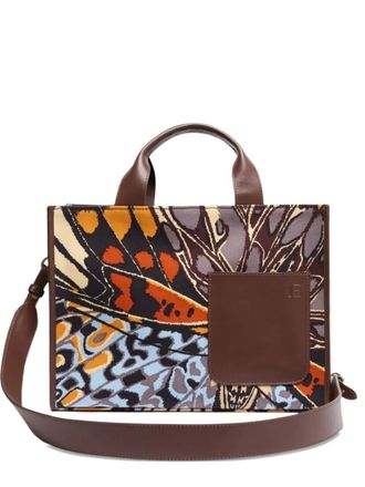 Inou&iuml; Editions Butterfly Print Pocket Satchel - Brown