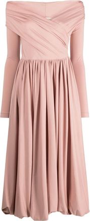Alberta Ferretti Abito Off-the-Shoulder Cotton Midi Dress