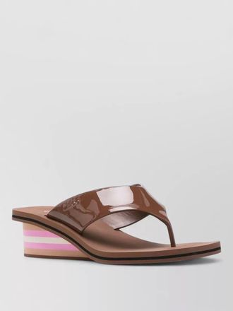 Chlo&eacute; wedge sandal patent leather striped sole