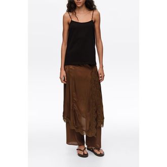 Bimba & Lola Viscose Lace Skort in Dark Olive at Nordstrom, Size 40