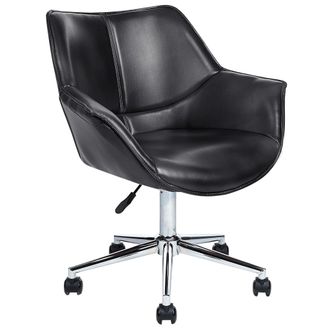 Beliani Silla De Oficina De Piel Sint&eacute;tica Negra Giratorio Altura Ajustable Newdale