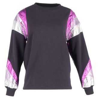 Isabel Marant Menji Metallic Stripe Sweatshirt In Faded Black Cotton