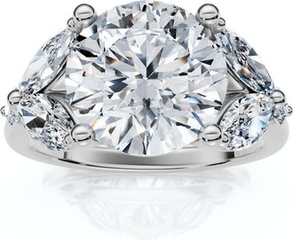 Pompeii3 Certified 2.75-6.75Ct Round Marquise Diamond Engagement Ring 14k Gold Lab Grown