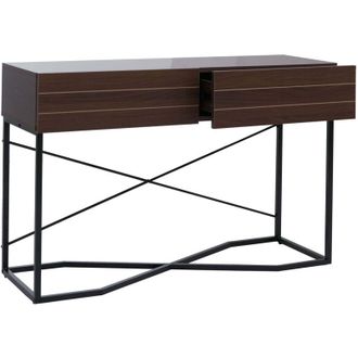 Hhg Consolle HHG-885, tavolino da telefono, scrivania, sideboard, cassetto melamina industriale 81x120x40 cm, color noce