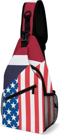 Generic U.S.A And Thailand Flag Mens Print Crossbody Large Sling Backpack Casual Chest Bag Gift for Traveling Hiking Workout