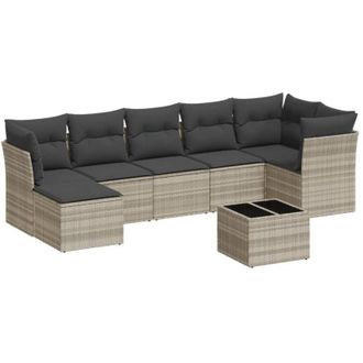 vidaXL Vidaxl - Set De Sof&aacute;s De Jard&iacute;n 8 Pzas Y Cojines Rat&aacute;n Sint&eacute;tico Gris