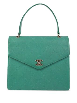 Chanel 1998 CC turn-lock diamond-quilted handbag - women - Caviar Leather - One Size - Green