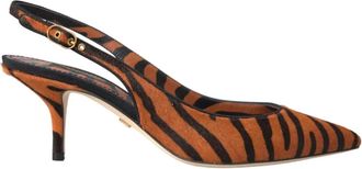 Dolce & Gabbana Zebra Print Leren Slingback Sandalen - Dames - Pumps - Oranje - 35 EU - Schoenen