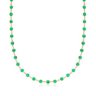 Ross-Simons Bezel-Set Emerald Necklace in 18kt Gold Over Sterling