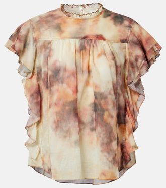 Isabel Marant Daliyane printed ruffled cotton top