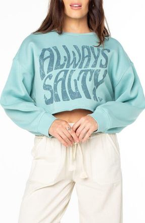 Roxy Morning Hike Graphic Crop Sweatshirt in Aquifer Solid at Nordstrom, Size Medium