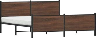 vidaXL Estructura De Cama Sin Colch&oacute;n Metal Roble Marr&oacute;n 180x200 Cm Vidaxl