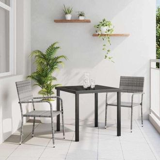 vidaXL Conjunto De Comedor De Jard&iacute;n 3 Pcs Gris Polirat&aacute;n Vidaxl