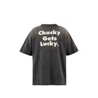Saint Mxxxxxx Graphic Print Cotton T-Shirt - Black