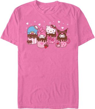 Hello Kitty Mens Hello Kitty Lovely Mug Friends T Shirt in Neon Pink at Nordstrom, Size Xx-Large