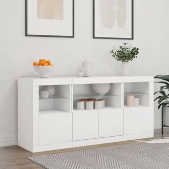 Berkfield Home Sideboard with LED Lights White 142.5x37x67 cm