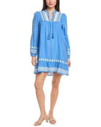 Sail to Sable Embroidered Linen-Blend Mini Dress
