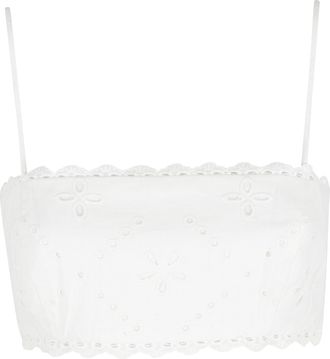 Hemant & Nandita White Sangallo Lace Elastic-Back Cotton-Blend Tank Top