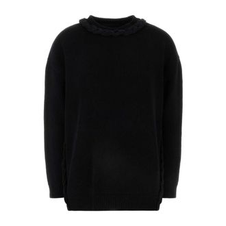 Valentino Garavani Round-neck Knitwear, female, Black, Size: XS Black Wool Sweater