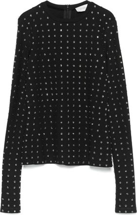 Sportmax Long-Sleeved Black Top With Rhinestone Embellishments