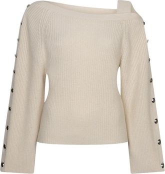 Dante6 Tysio Trui met Knopen - Dames - Truien - Beige - Maat: L Wol