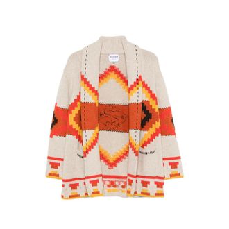Kujten Intarsia-knit Shawl-collar Cardigan