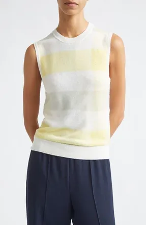 Vince Plaid Wool Sweater Vest in Dandelion Combo at Nordstrom, Size Xx-Small