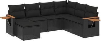 vidaXL Set De Comedor De Jard&iacute;n 7 Pzas Y Cojines Rat&aacute;n Sint&eacute;tico Negro Vidaxl