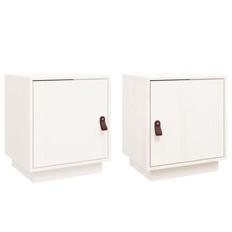 vidaXL Mesitas De Noche 2 Uds Madera Maciza Pino Blanco 40x34x45 Cm Vidaxl