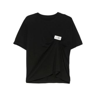 Maison Margiela T-Shirts, female, Black, Size: XS Gathered Jersey T-Shirt