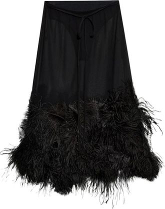 The Attico Rokken, Dames, Zwart, S, Feather Midi Skirt